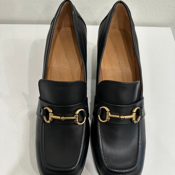 Nine West Tamsey3 Black Chunky Loafers Heels Size 10M USA Casual Preppy Classic - Picture 4 of 8